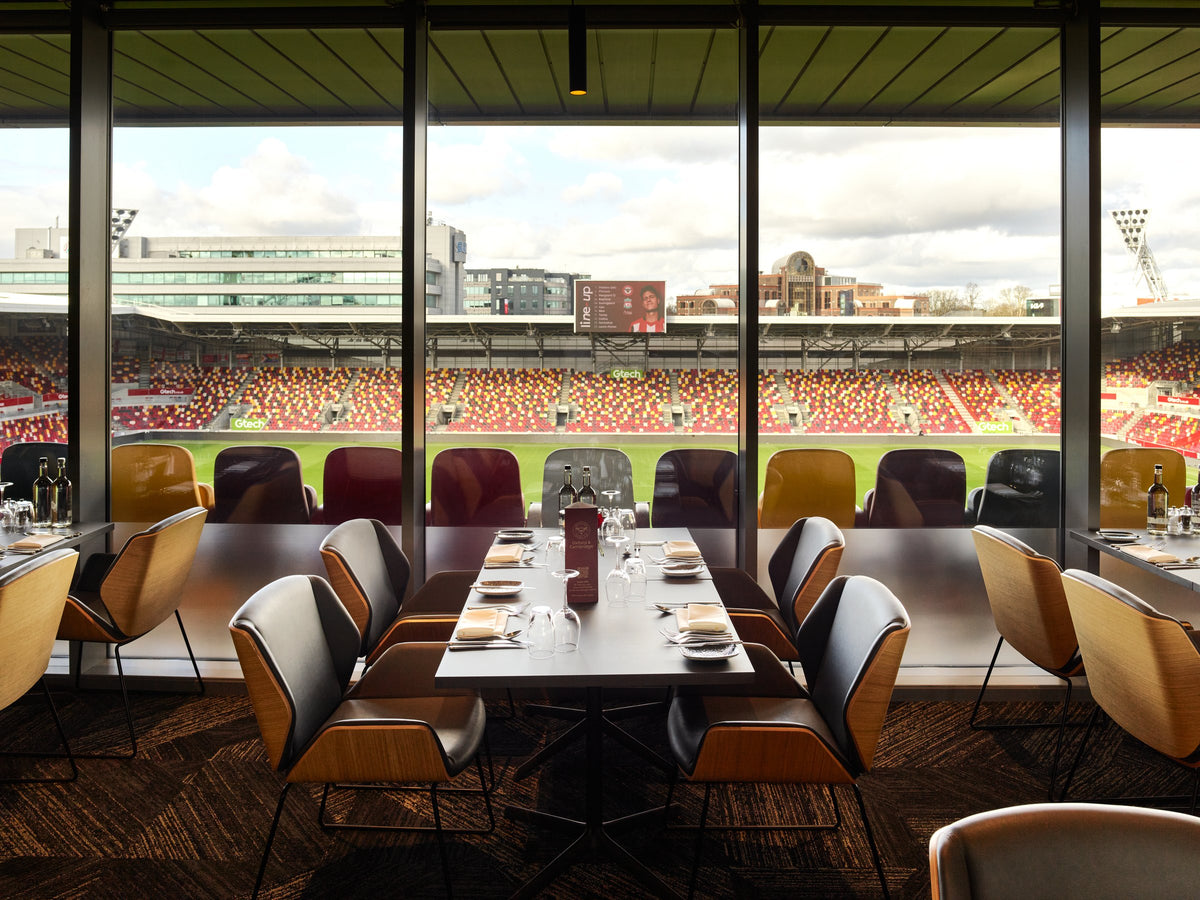 Brentford hospitality lounge overlooking the pitch