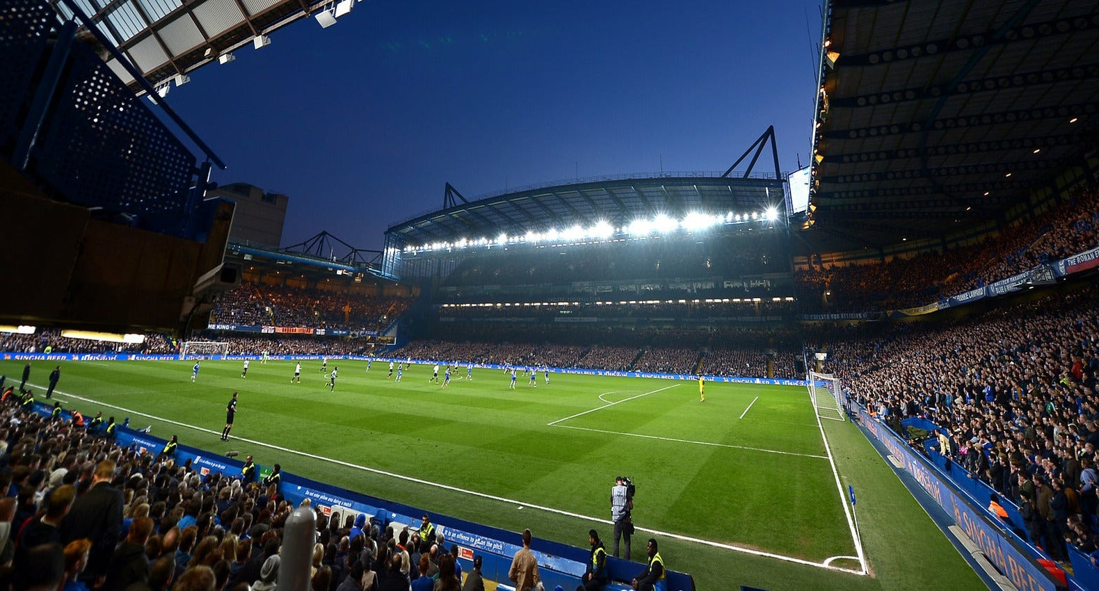 Stamford Bridge under floodlights - venue for FC Shakhtar Donetsk's UEFA Champions League home fixtures